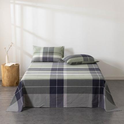 久典 2022新款色织全棉水洗棉单品床单 都市风尚绿