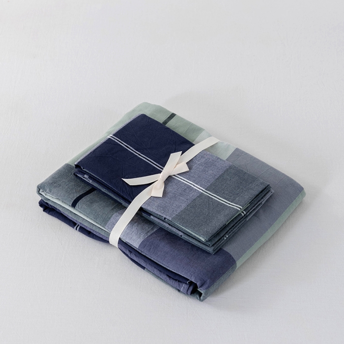 91家纺网 家纺一手货源 找家纺 久典 2022新款色织全棉水洗棉单品床单 都市风尚绿