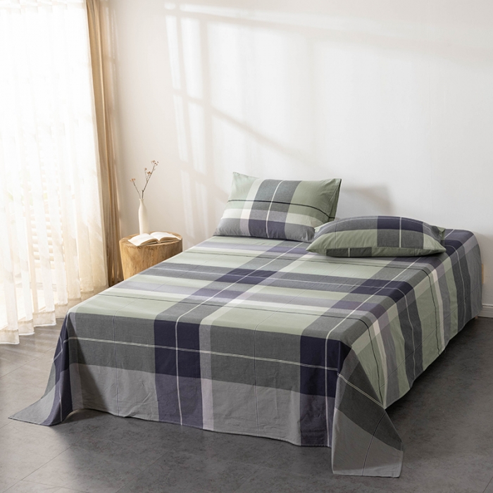 91家纺网 家纺一手货源 找家纺 久典 2022新款色织全棉水洗棉单品床单 都市风尚绿