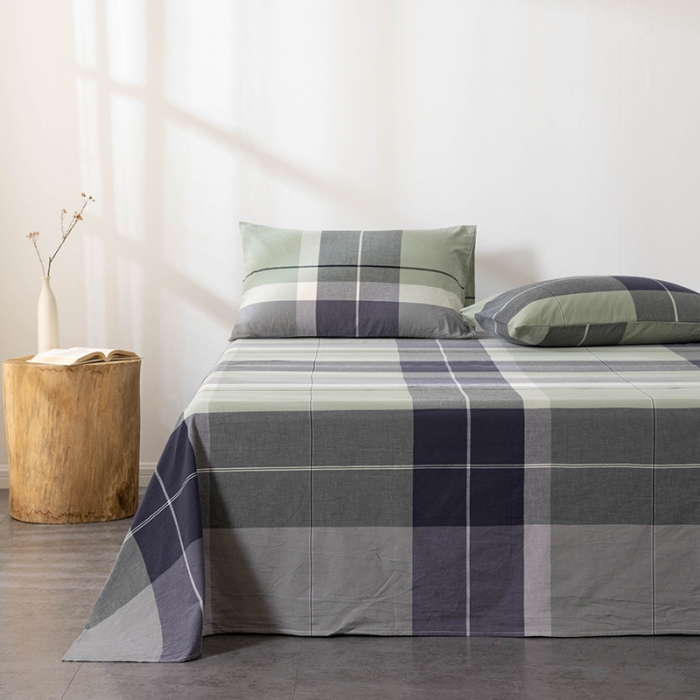 91家纺网 家纺一手货源 找家纺 久典 2022新款色织全棉水洗棉单品床单 都市风尚绿