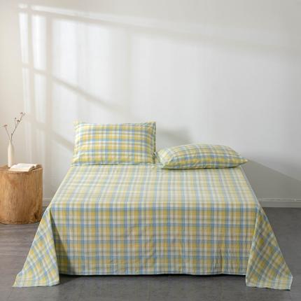 久典 2022新款色织全棉水洗棉单品床单 清妍黄