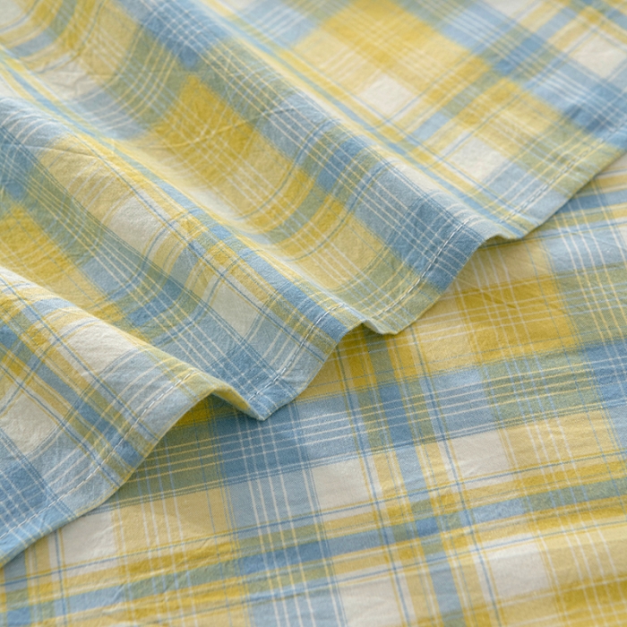 91家纺网 家纺一手货源 找家纺 久典 2022新款色织全棉水洗棉单品床单 清妍黄