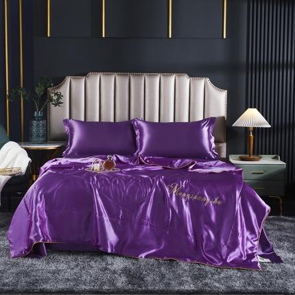 91家纺网 家纺一手货源 找家纺 梦尚舒2025年新款水洗天丝夏被四件套真丝冰丝夏凉被 紫罗兰