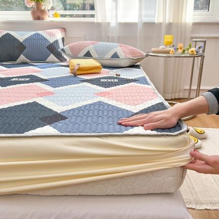 寐居 2022新款0.5凉感丝床笠款乳胶凉席三件套 床笠款-简约灰