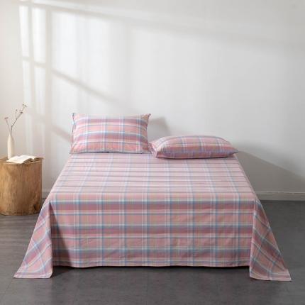 久典 2022新款色织全棉水洗棉单品床单 韶华粉