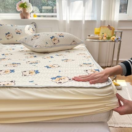 寐居 2022新款0.5凉感丝床笠款乳胶凉席三件套 床笠款-领结熊