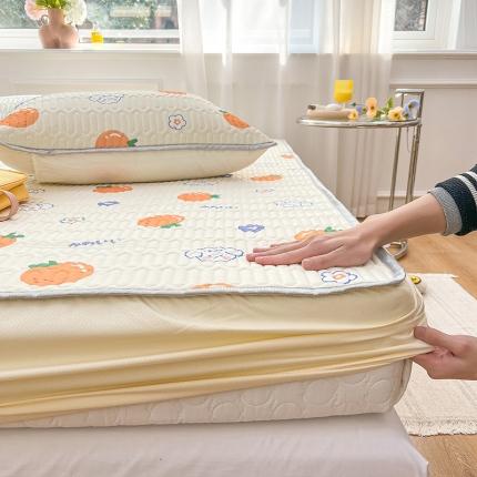 寐居 2022新款0.5凉感丝床笠款乳胶凉席三件套 床笠款-梦幻甜橙
