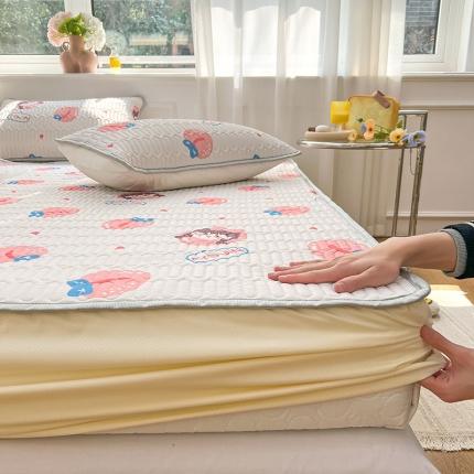 寐居 2022新款0.5凉感丝床笠款乳胶凉席三件套 床笠款-蜜桃女孩