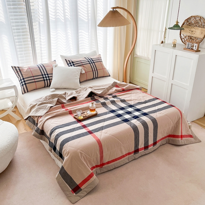 91家纺网 家纺一手货源 找家纺 天瑜 2024新款棉花芯色织水洗棉夏被 宝丽大格