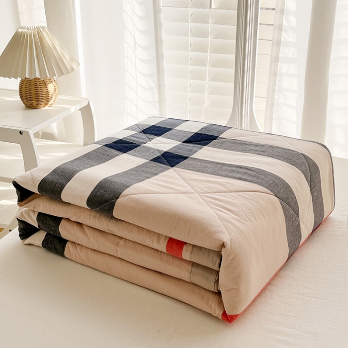 91家纺网 家纺一手货源 找家纺 天瑜 2024新款棉花芯色织水洗棉夏被 宝丽大格