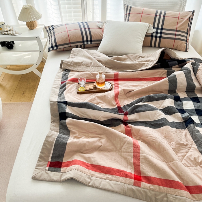 91家纺网 家纺一手货源 找家纺 天瑜 2024新款棉花芯色织水洗棉夏被 宝丽大格