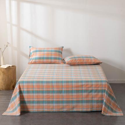 久典 2022新款色织全棉水洗棉单品床单 韶华桔