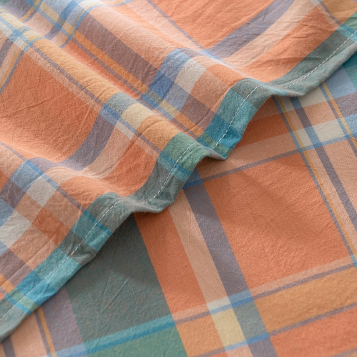 91家纺网 家纺一手货源 找家纺 久典 2022新款色织全棉水洗棉单品床单 韶华桔