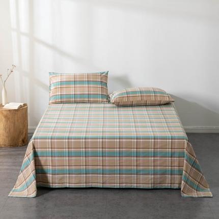 久典 2022新款色织全棉水洗棉单品床单 韶华咖