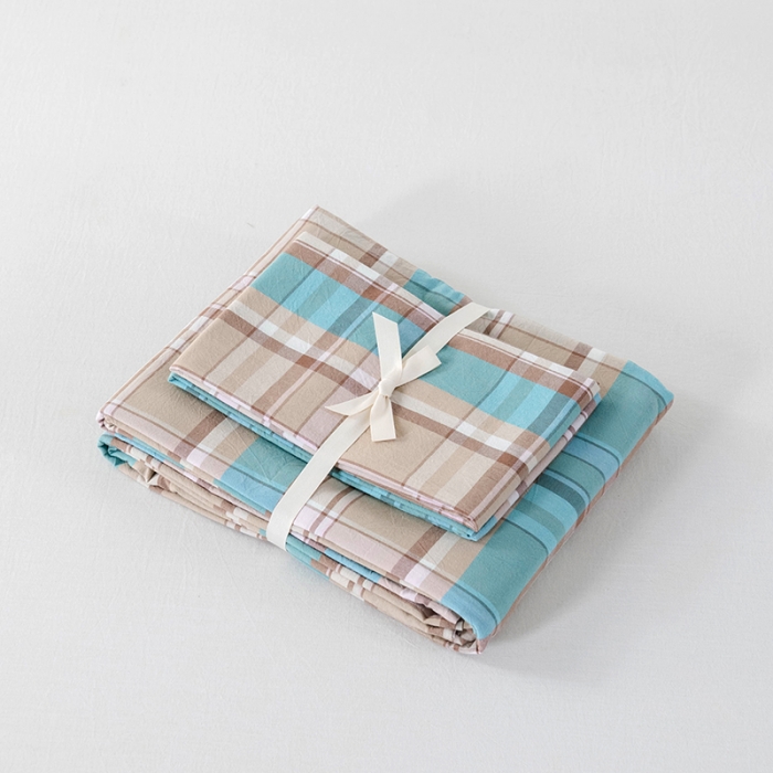 91家纺网 家纺一手货源 找家纺 久典 2022新款色织全棉水洗棉单品床单 韶华咖