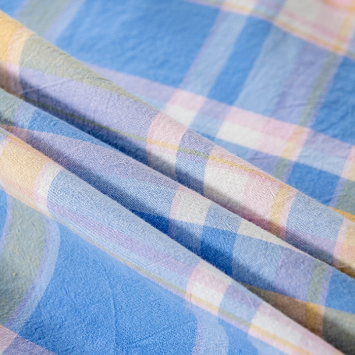 91家纺网 家纺一手货源 找家纺 久典 2022新款色织全棉水洗棉单品床单 韶华蓝