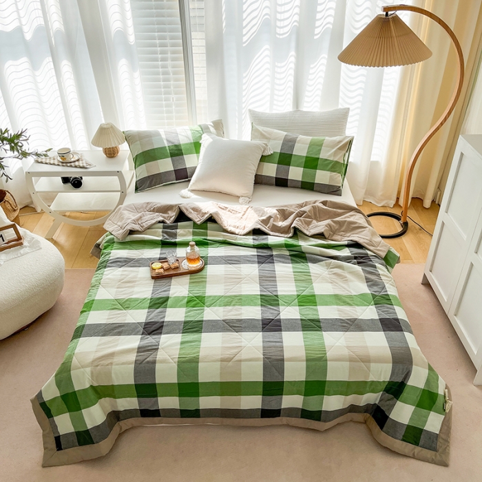 91家纺网 家纺一手货源 找家纺 天瑜 2024新款棉花芯色织水洗棉夏被 初见