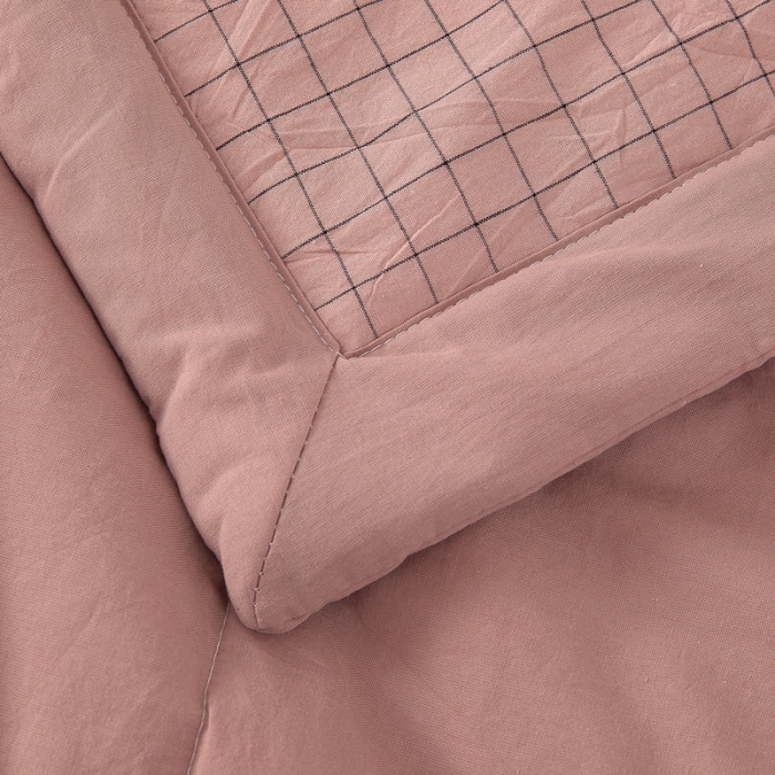 91家纺网 家纺一手货源 找家纺 天瑜 2024新款棉花芯色织水洗棉夏被 豆沙小格