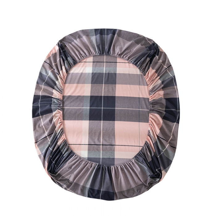 91家纺网 家纺一手货源 找家纺 久典 2022新款色织全棉水洗棉单品床笠 都市风尚粉