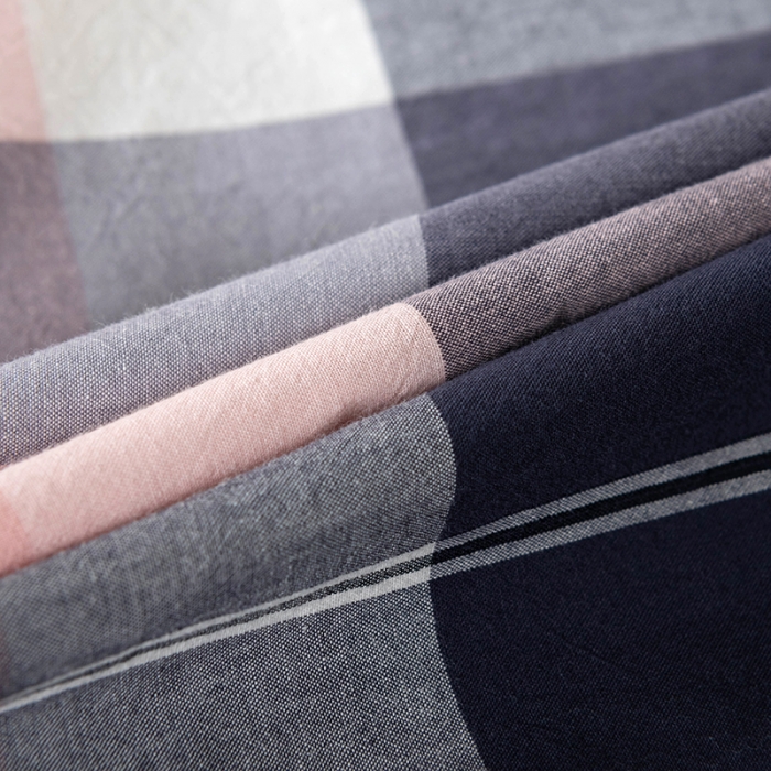 91家纺网 家纺一手货源 找家纺 久典 2022新款色织全棉水洗棉单品床笠 都市风尚粉