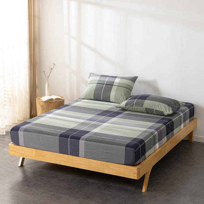 91家纺网 家纺一手货源 找家纺 久典 2022新款色织全棉水洗棉单品床笠 都市风尚绿