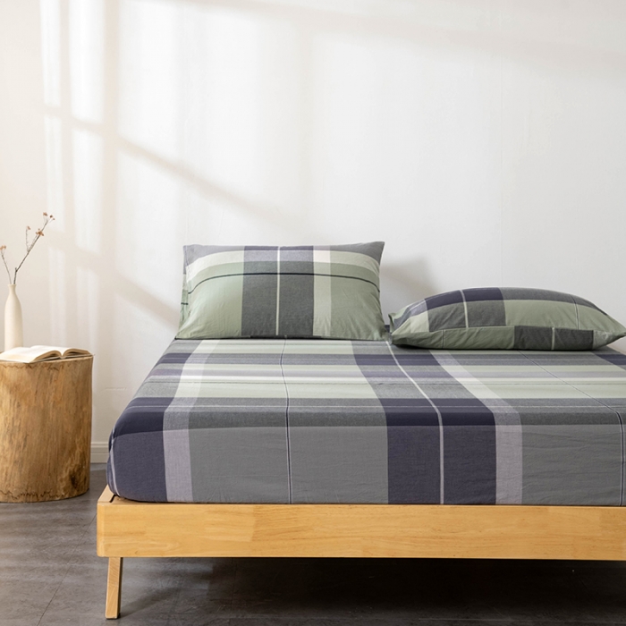 91家纺网 家纺一手货源 找家纺 久典 2022新款色织全棉水洗棉单品床笠 都市风尚绿