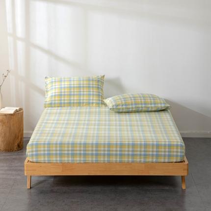 91家纺网 家纺一手货源 找家纺 久典 2022新款色织全棉水洗棉单品床笠 清妍黄