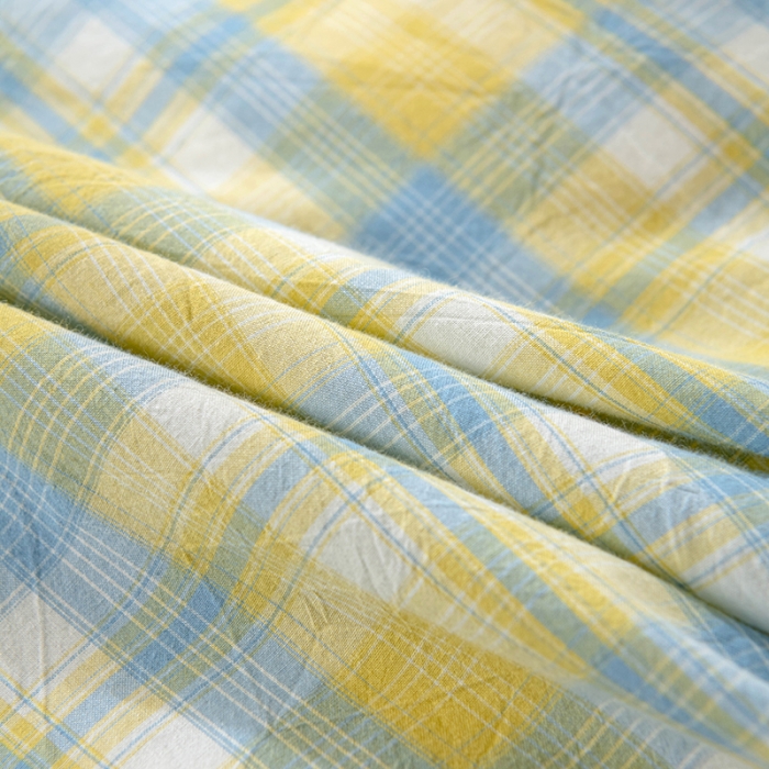 91家纺网 家纺一手货源 找家纺 久典 2022新款色织全棉水洗棉单品床笠 清妍黄