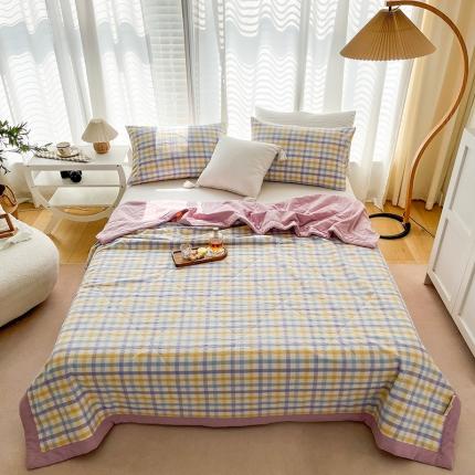 天瑜 2024新款棉花芯色织水洗棉夏被 光芒紫