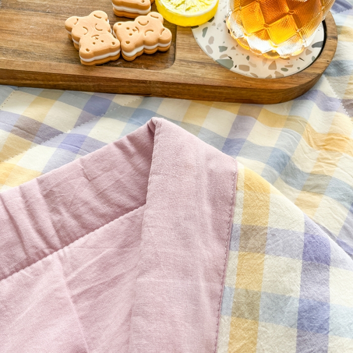 91家纺网 家纺一手货源 找家纺 天瑜 2024新款棉花芯色织水洗棉夏被 光芒紫