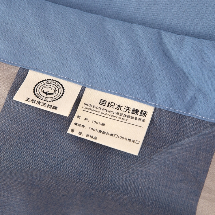 91家纺网 家纺一手货源 找家纺 天瑜 2024新款棉花芯色织水洗棉夏被 蓝大格
