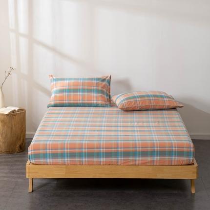 久典 2022新款色织全棉水洗棉单品床笠 韶华桔