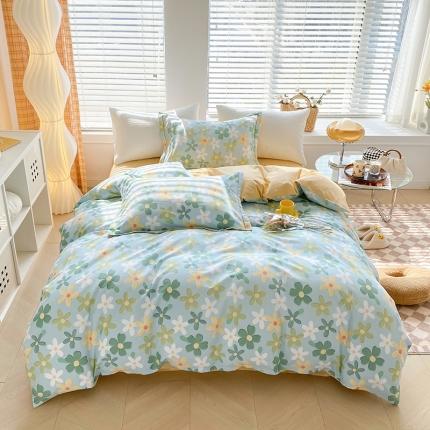 91家纺网 家纺一手货源 找家纺 米莱 2022新款全棉工艺款四件套 花菲