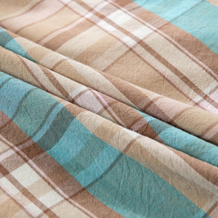 91家纺网 家纺一手货源 找家纺 久典 2022新款色织全棉水洗棉单品床笠 韶华咖