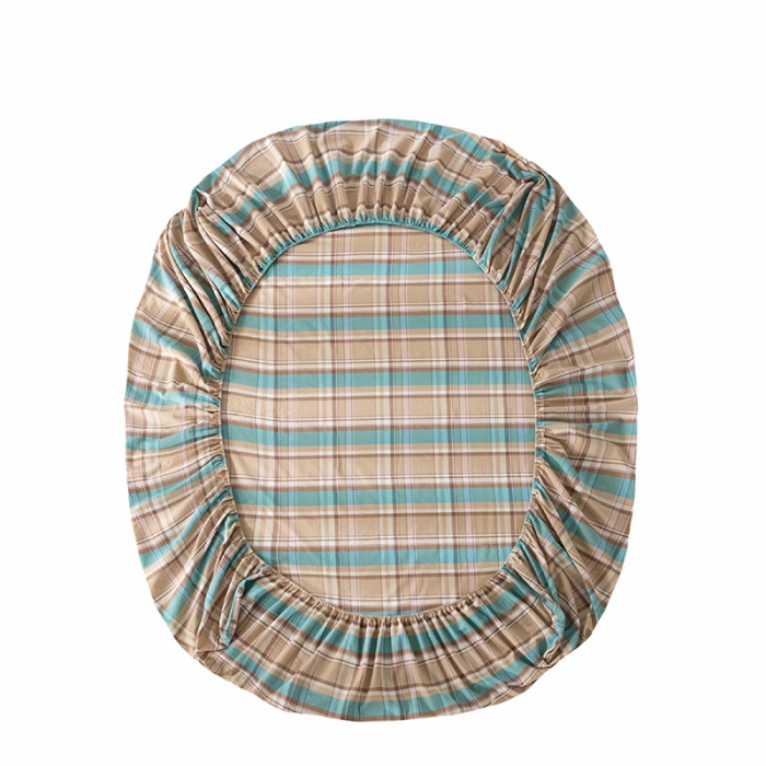 91家纺网 家纺一手货源 找家纺 久典 2022新款色织全棉水洗棉单品床笠 韶华咖