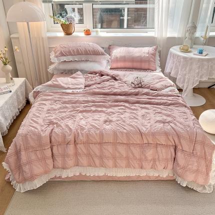 寐居 2022新款韩版公主风泡泡纱夏被四件套 泡泡纱-梦幻豆沙