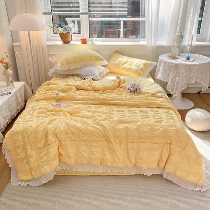 寐居 2022新款韩版公主风泡泡纱夏被四件套 泡泡纱-柠檬黄