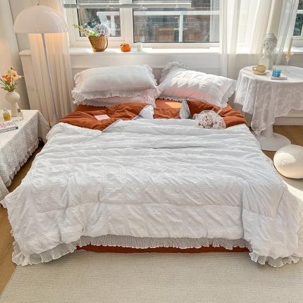 寐居 2022新款韩版公主风泡泡纱夏被四件套 泡泡纱-珍珠白
