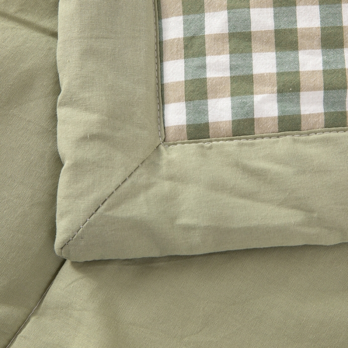 91家纺网 家纺一手货源 找家纺 天瑜 2024新款棉花芯色织水洗棉夏被 绿小格