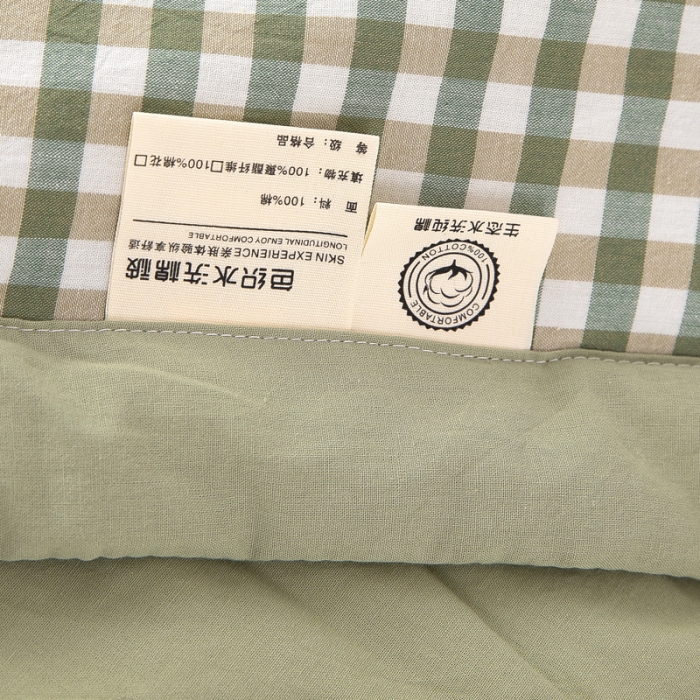 91家纺网 家纺一手货源 找家纺 天瑜 2024新款棉花芯色织水洗棉夏被 绿小格