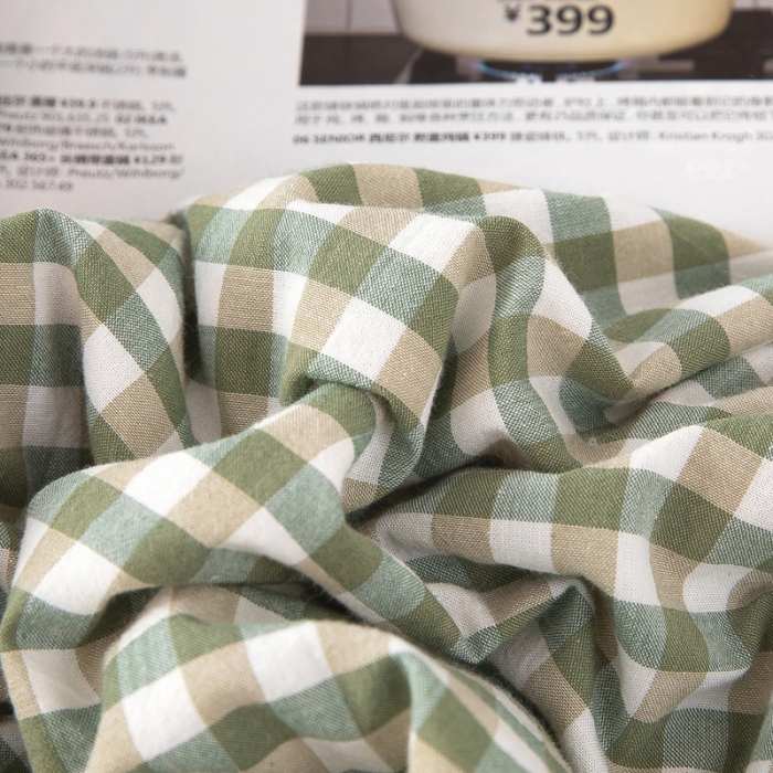 91家纺网 家纺一手货源 找家纺 天瑜 2024新款棉花芯色织水洗棉夏被 绿小格