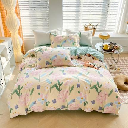 91家纺网 家纺一手货源 找家纺 米莱 2022新款全棉工艺款四件套 花染馨香