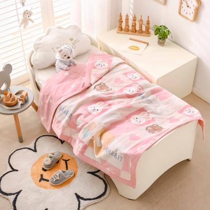 91家纺网 家纺一手货源 找家纺 芭伯妮2025新款40支全棉新疆棉花幼儿园儿童夏被奶油兔