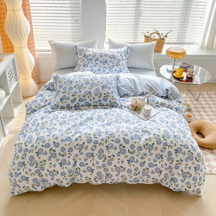 91家纺网 家纺一手货源 找家纺 米莱 2022新款全棉工艺款四件套 花似梦兰