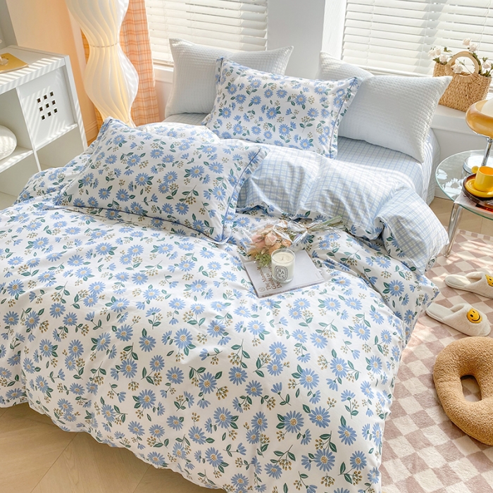 91家纺网 家纺一手货源 找家纺 米莱 2022新款全棉工艺款四件套 花似梦兰