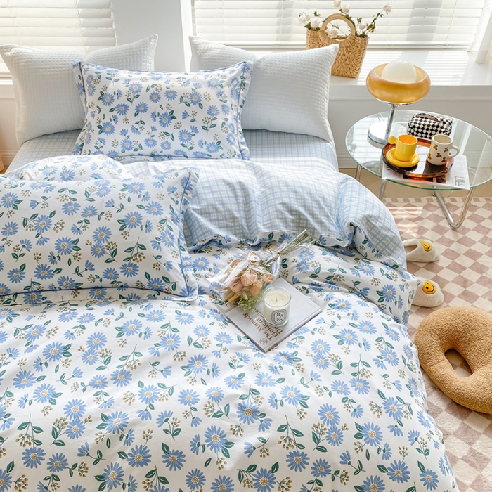 91家纺网 家纺一手货源 找家纺 米莱 2022新款全棉工艺款四件套 花似梦兰