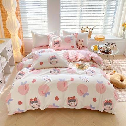 米莱 2022新款全棉工艺款四件套 桃桃女孩
