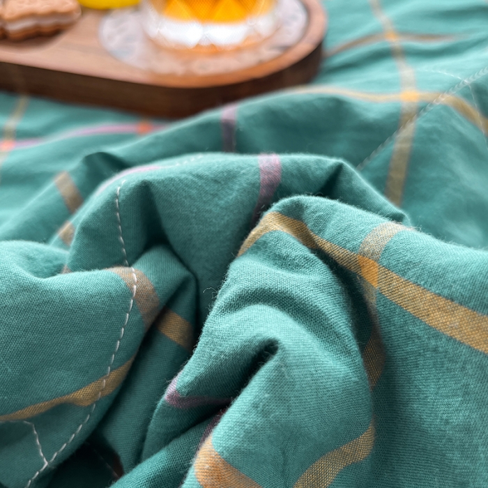 91家纺网 家纺一手货源 找家纺 天瑜 2024新款棉花芯色织水洗棉夏被 维卡蓝