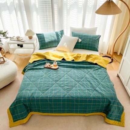 天瑜 2024新款棉花芯色织水洗棉夏被 维卡蓝