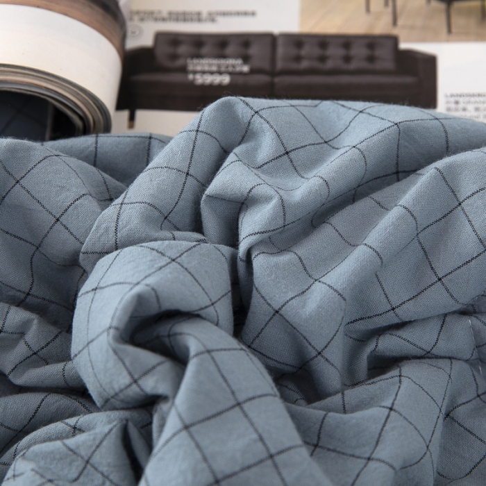 91家纺网 家纺一手货源 找家纺 天瑜 2024新款棉花芯色织水洗棉夏被 雾兰小格